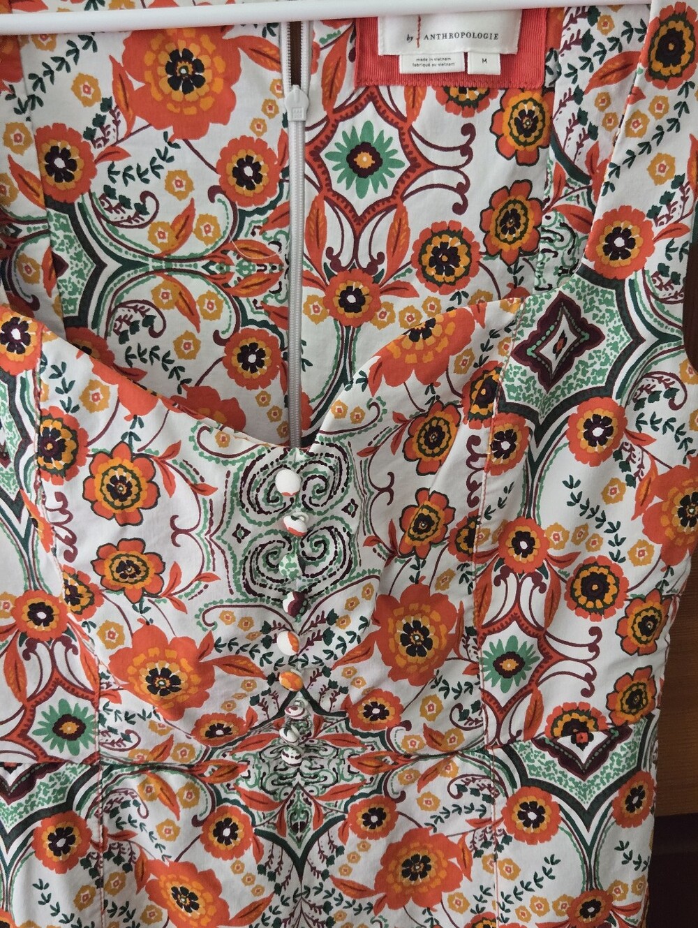Anthropologie Floral Dress in Orange, Green & Yellow - Picture 6 of 7